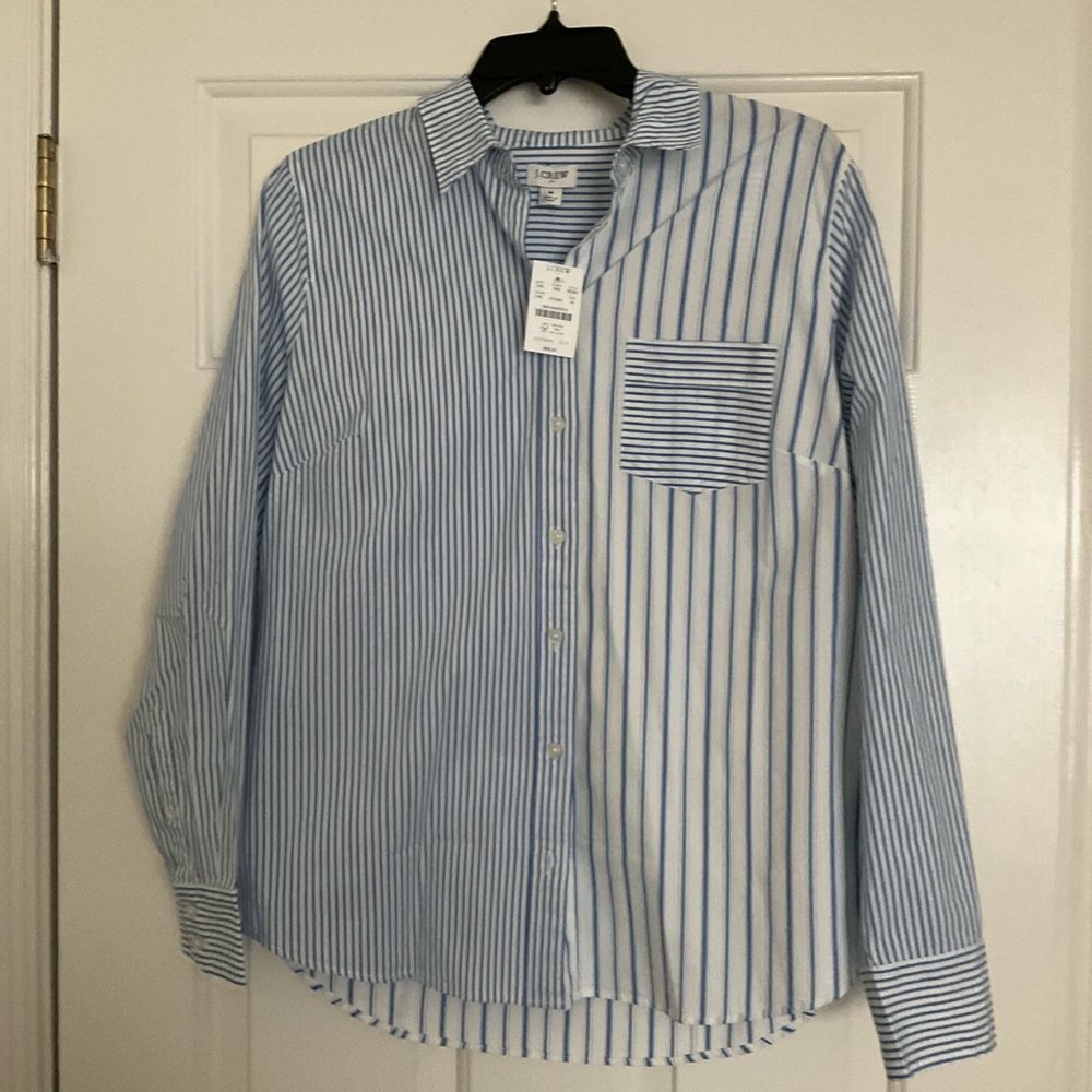 New with tag - J. Crew Blue and White Striped Button-Up Shirt